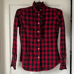 Ralph Lauren flannel button down shirt with ruffles